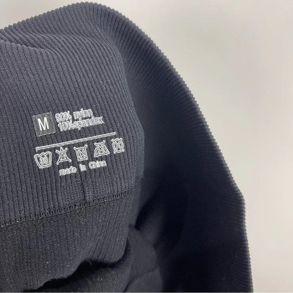 NEW Black High Waist Ribbed Full Length Leggings Size Medium - Picture 6 of 6